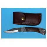 8.75" Damascus Steel Lockback Pocketknife w/ Case