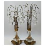 Gold Metal & Glass Chandelier Lamps