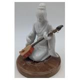 Porcelain Geisha Playing a Shamisen Figurine