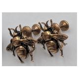 Renoir Copper Leaf Ear Clips & Honeybee Ear Screws