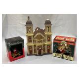 Porcelain Church w/ Christmas Ornaments