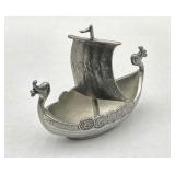 Vintage Handstopt Pewter Norge Viking Longboat