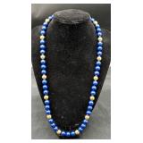 Napier Blue & Gold Beaded Necklace