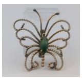 Winard 12k Gold Filled Jade Vintage Butterfly Pin