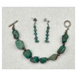 Chunky Turquoise Bracelet & Earrings