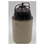 Vintage Weir Stoneware Crock Marked Patented 1892