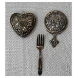 Silver Plated Heart, Mirror, Fork