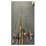 6 Fishing Poles with Reels