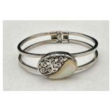 Silver Tone Fashion Bracelet, Faux Mother of Pearl