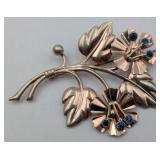 Vintage Sterling Pin w/Montana Blue Rhinestones