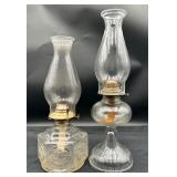 2 Vintage Glass Oil Lamps