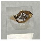 Lovely 14K Gold & Diamond Calla Lily Ring