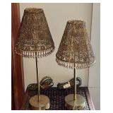 Beaded Brass Small Table Lamps