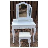 White Vanity with Bench