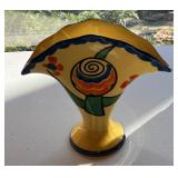 Czech Art Deco ceramic fan vase