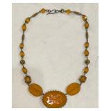 Antique Gold Czech Glass Necklace