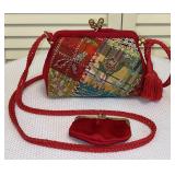 Vintage Excellent Red Satin Christmas Purse