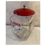 Vintage Glass Lance Jar with Metal Lid