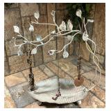 White Metal Birds Branch Jewelry Holder