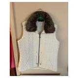 Three Hearts XL White & Faux Fur Vest