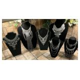 Lot of 6 Silvertoned Fancy Necklaces