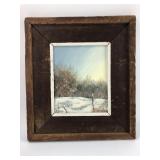 Original Winter Scene Oil on Canvas Signed Hume