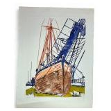 Pencil Signed Stephen Lublin "Sea Hawk" Block