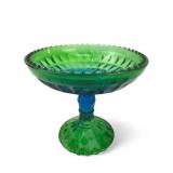 Vintage Jeanette Glass Green/Blue Ombre Pedestal