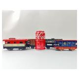 4 vintage metal train cars