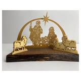 Wooden Nativity Oramental Scene