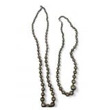 2 Sterling Silver Graduated Ball Bead Necklaces