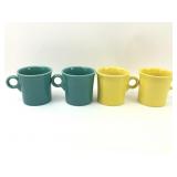 (4) Fiestaware Aqua Blue & Lemon Yellow Coffee