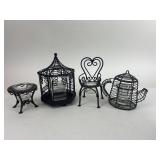 (4) Mixed Black Metal Wire Votive Candle Holders