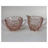 Vtg. Jeannette Glass Pink Depression Glass Cubist