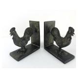 Cast Iron Rooster Bookends w/Antique Patina