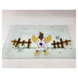 Fused Glass Chicken Tray