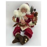 Signed Santa Mantel Sitter w/ Real Fur & Real