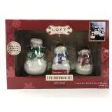 Loft Living Three-Piece Snowman Flameless LED Set