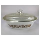 Vtg. Glasbake Mushroom Casserole Dish w/ Lid