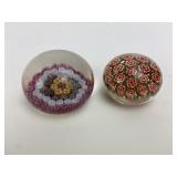 (2) Millefiori Art Glass Paperweights