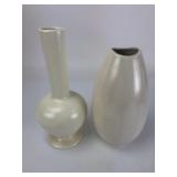 (2) VTG MCM White Ceramic Pottery Vases