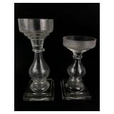 pr. clear glass pillar handle holders