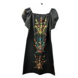 Vtg. Approx. M/L Black Embroidered Dress