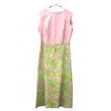 Vtg. Approx. S/M Pink & Green Floral Retro Dress