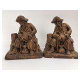 (2) Vtg. Syroco Wood Pirate Bookends