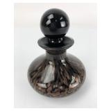 Vtg. black/Gold art glass perfume bottle