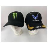 lot of 2 hats, Veteran USAF and Monster