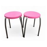 (2) Hot Pink Hard Plastic Stools