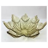 Vtg. Goldish/Greenish Glass Flower Dish Bowl