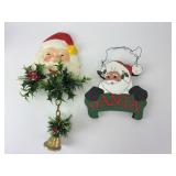 Lot of 2 Vintage Santa Claus Hanging Signs